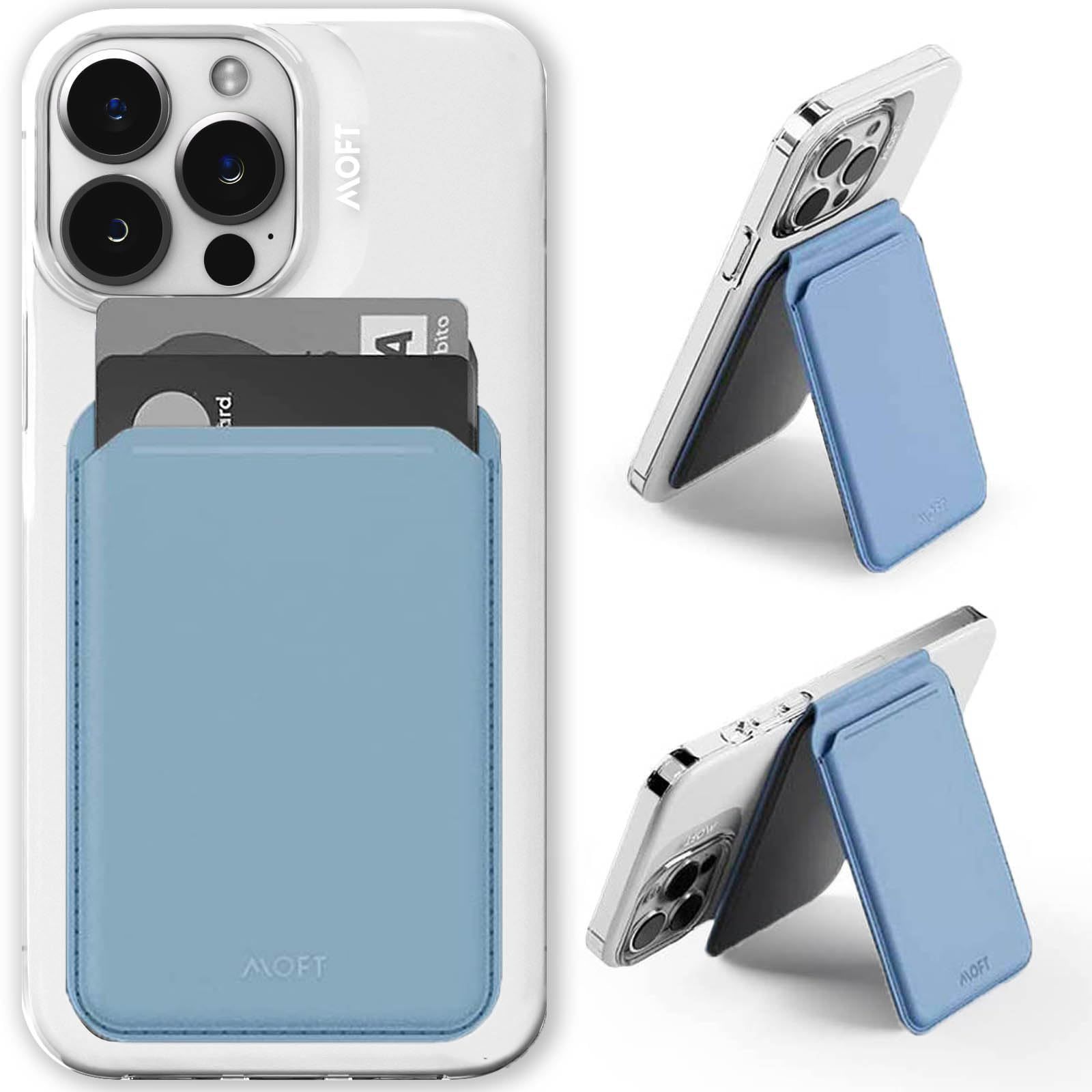 MOFT フラッシュウォレットスタンド MagSafe対応 iPhone14 スタンド マグネット カードケース iPhone12|13|14シリーズ兼用 カードウィンドウ付き 卓上 カード収納 多角度調節 持ち歩き便利 ウィンディブルー
