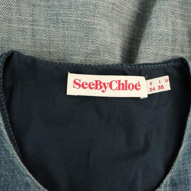 シーバイクロエ SEE BY CHLOE デニムワンピース 五分袖 膝丈