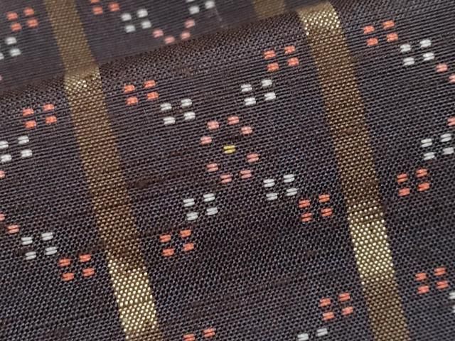 平和屋本店□極上 本場琉球 読谷山花織 紬地 紅消鼠色地 逸品