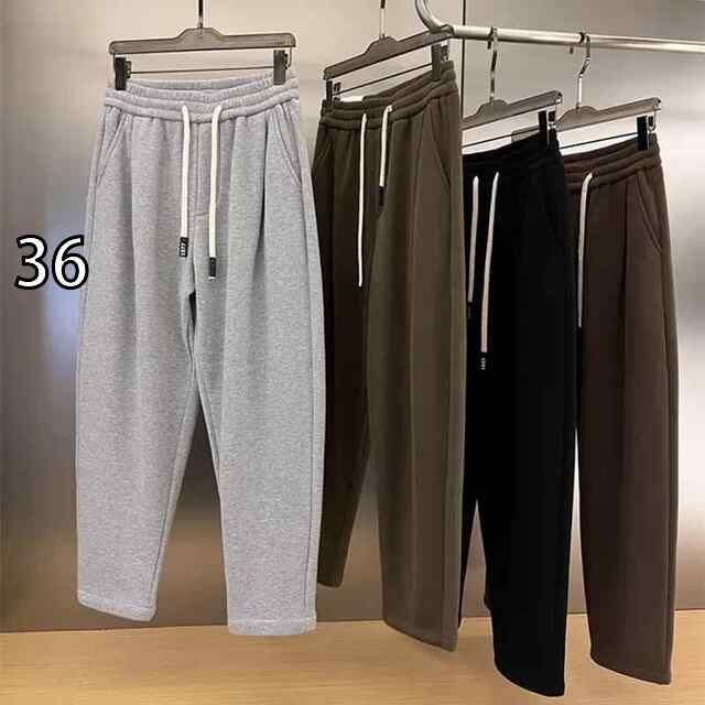 [36]秋冬 コーデ メンズ  服 シンプル ファッション オシャレ 大人 かっこいい 大きいサイズ ストリート 紳士服  ベルベット ソリッドカラー カップル兼 ワイド キャロット パンツ スウェットパンツ
