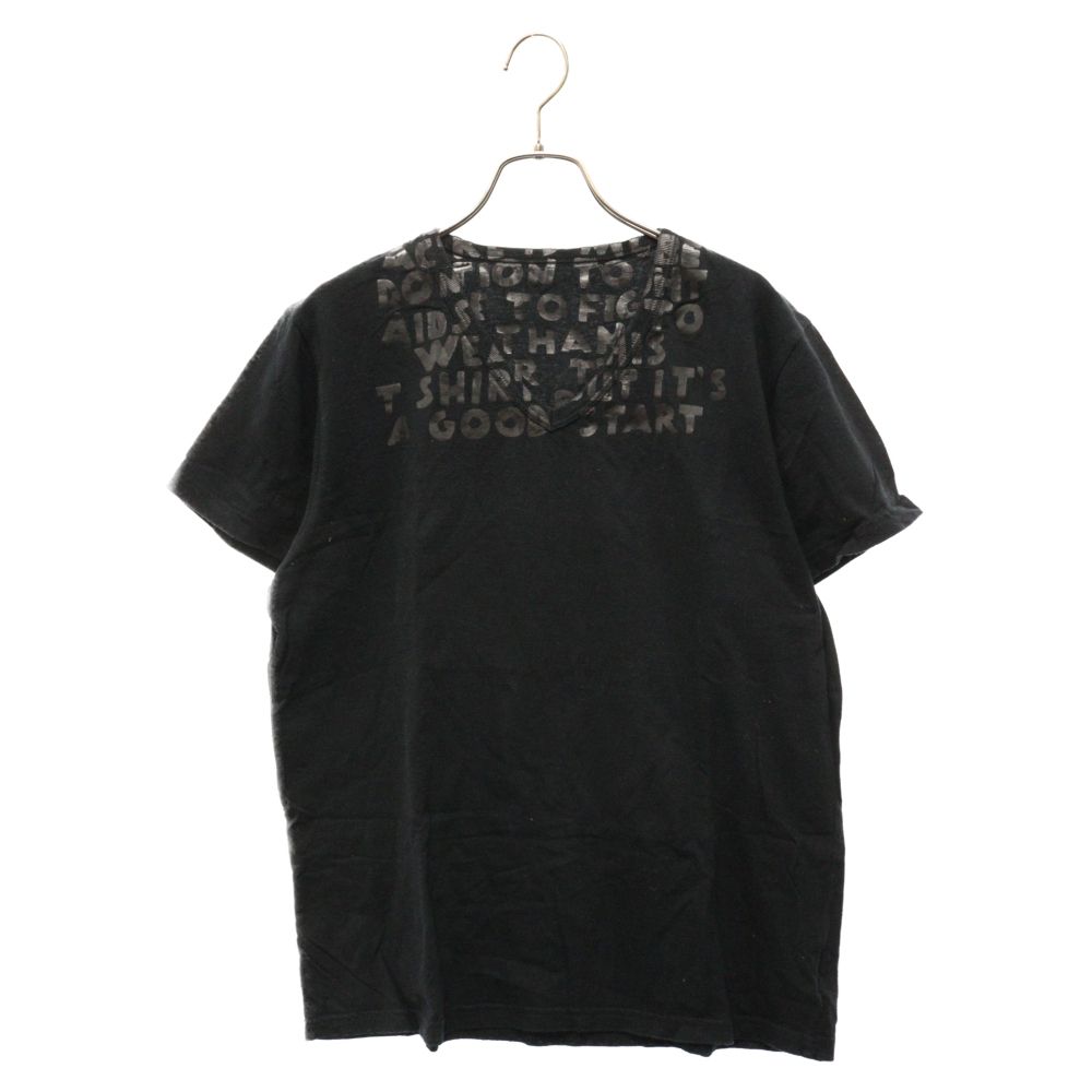 Martin Margiela (マルタンマルジェラ) 07AW AIDS T-shirt グラフィックプリント エイズ Vネック 半袖Tシャツ ブラック 31 GC099
