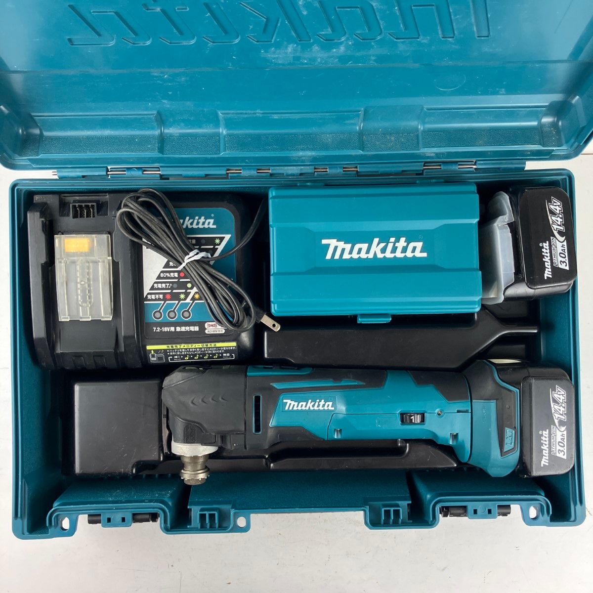 ЗЗMAKITA マキタ 14.4v 充電式マルチツール バッテリーx2 充電器 ケース付 TM41D ブルー