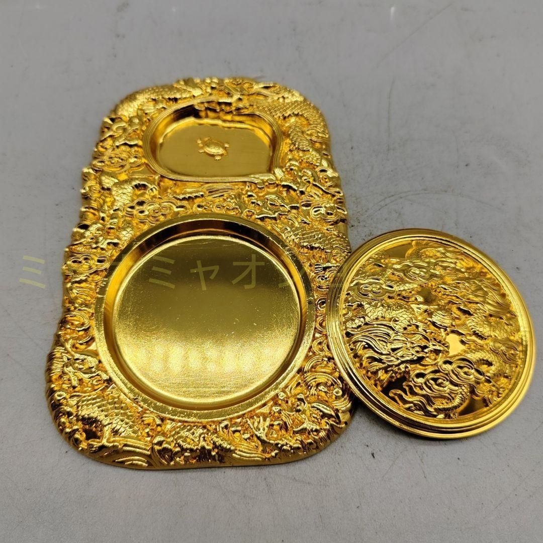 銅製 竜紋硯台 書道具 文房具 文房四宝 装飾品 工芸品 置物 書道具/銅製