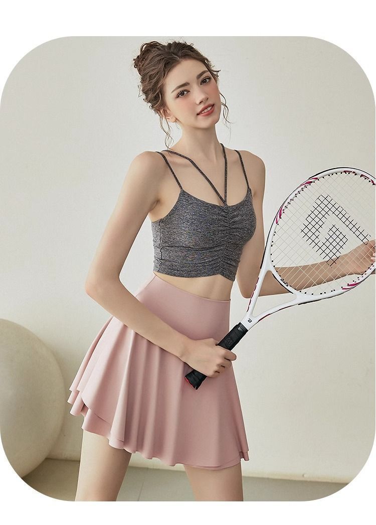 レディース テニス ウェア バドミントン 夏 スカート ジム ヨガ トレーニングウェア スポーツウェア レジャー ラウンドネック ワンピース ノースリ レディース カジュアル ウェア バドミントン スーツ 女性用 夏 2025