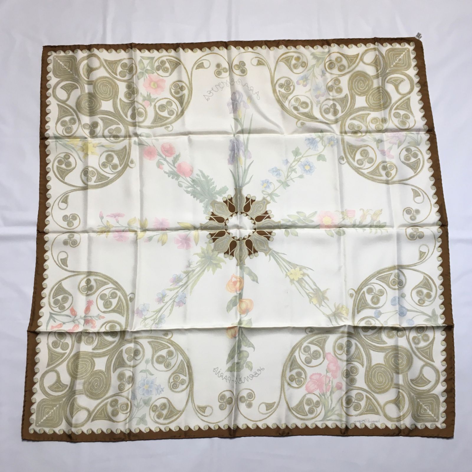 2507-90｜エルメス カレ 90 スカーフ シルク ブラウン タグあり 