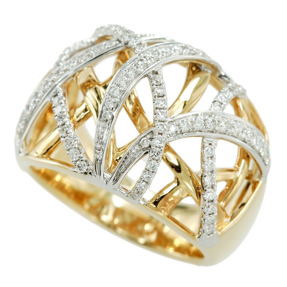 本物保証】 新品同様 リング 指輪 約11.2g K18YG K18WG メレ  