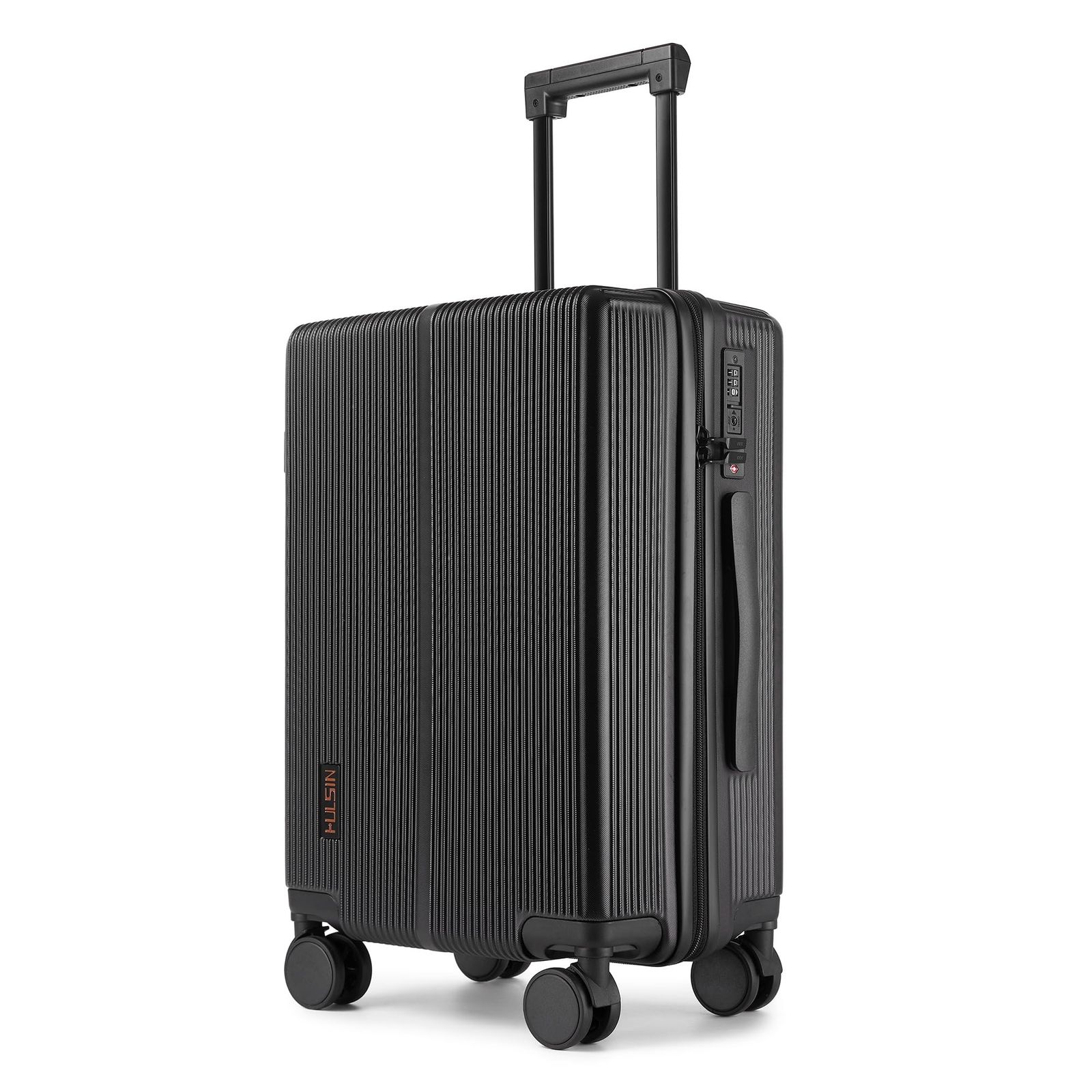 Hulsin キャリーケース 機内持ち込み可 ケース キャリー 軽量 スーツケース 大型 静音 海外旅行 ビジネス 360°スムーズキャスター 耐衝撃 TSAロック付 ブラック 20-Inch