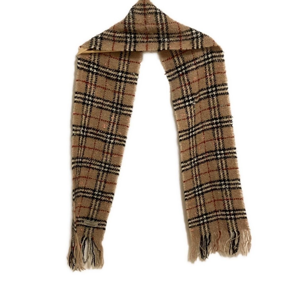 Burberry LONDON バーバリーロンドン マフラー - ライトブラウン×黒×マルチ チェック柄 ウール