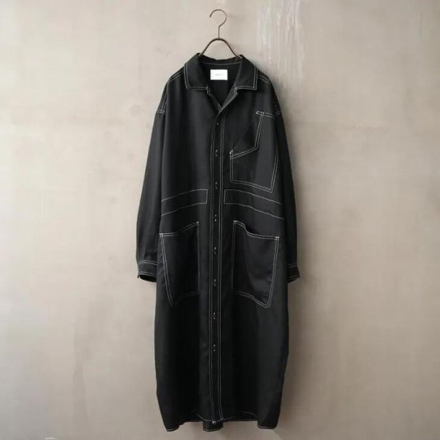 MANON マノン | WORK ONEPIECE black | ワークワンピース デニムブラック 羽織 ドロップショルダー