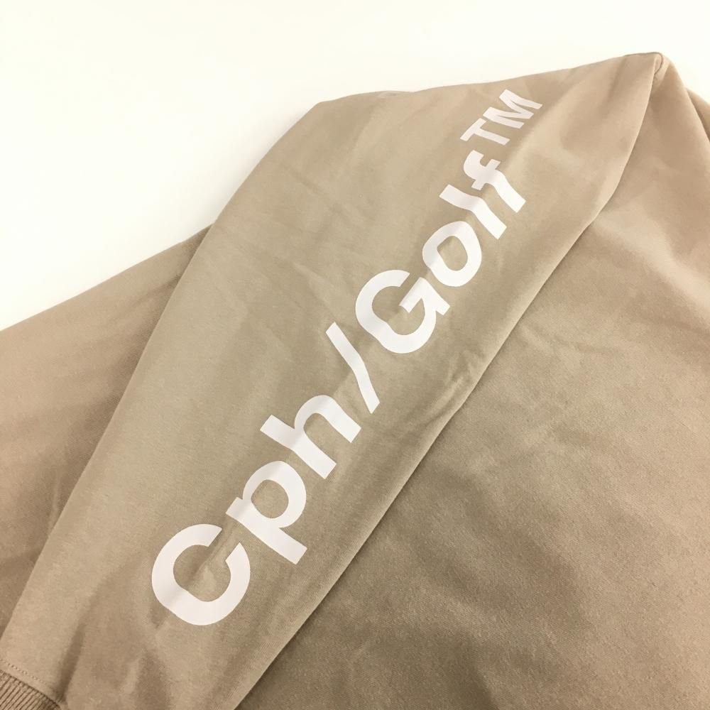 【美品】キャプテンズヘルム 長袖ハイネックシャツ ベージュ ネックロゴ  メンズ MEDIUM ゴルフウェア Cph/Golf 美品】キャプテンズヘルム 長袖ハイネックシャツ ベージュ