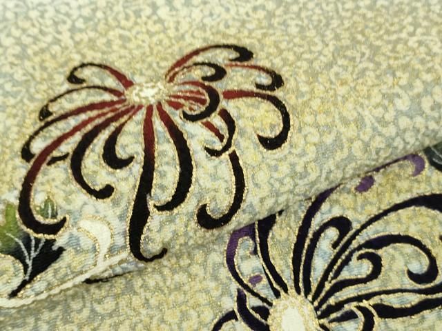 平和屋本店□極上 浦野理一 金彩友禅 訪問着 乱菊 鬼しぼ縮緬