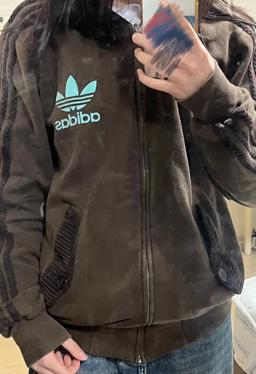 adidas アディダス コーデュロイ 茶色 ミント チョコ ジャージ