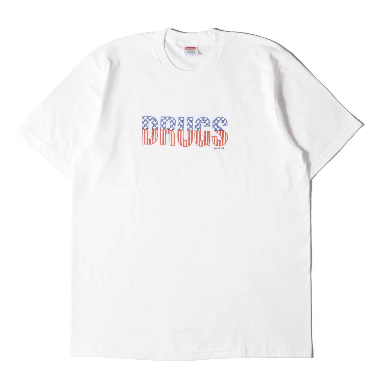 【新品】Supreme シュプリーム Tシャツ サイズ:L / 24AW 星条旗 DRUGSロゴ クルーネック Tシャツ (Drugs Tee) / ホワイト 白 / トップス カットソー 半袖【メンズ】