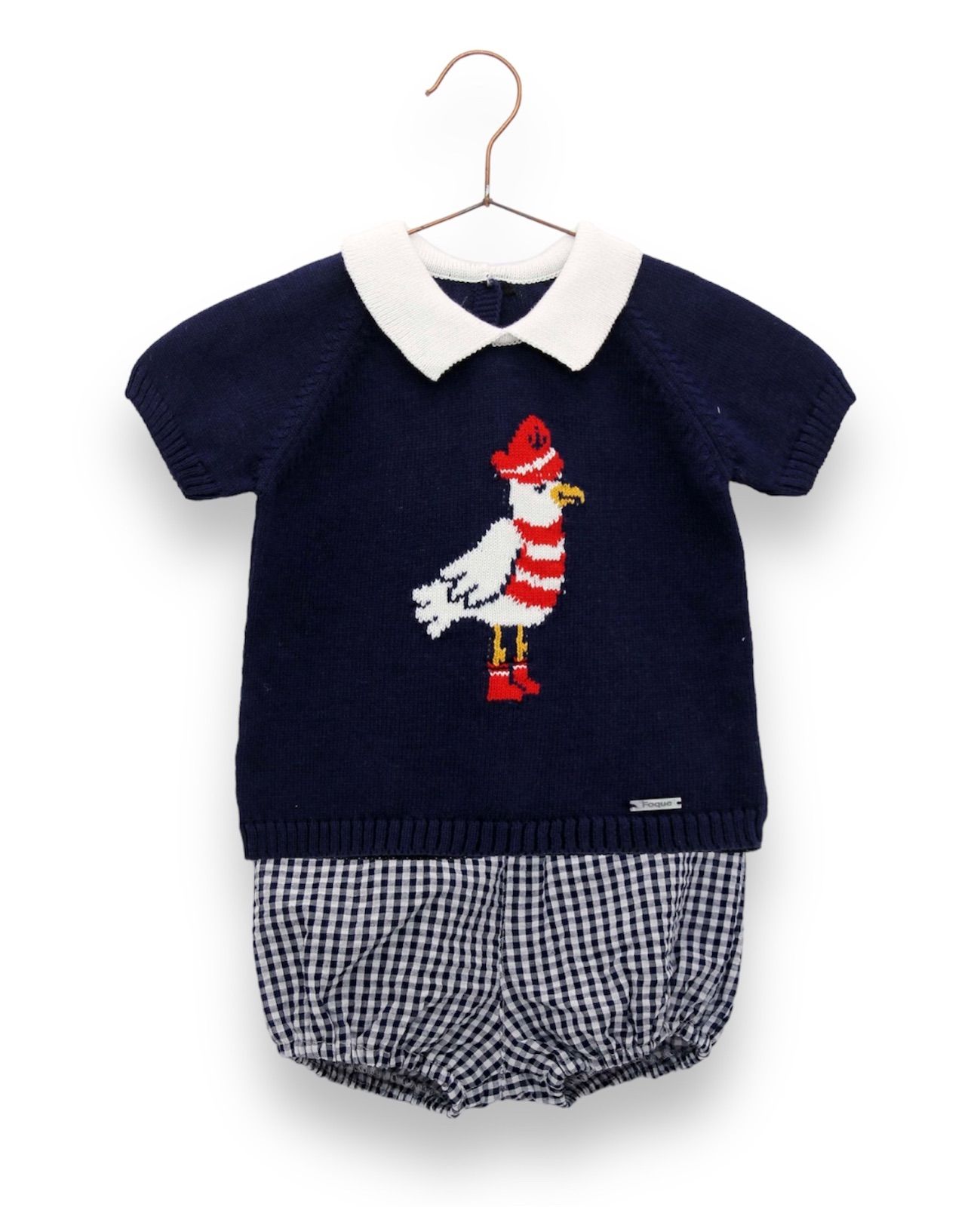 ［Foque］ Navy Knit Top & Ginghaam Jam Pants