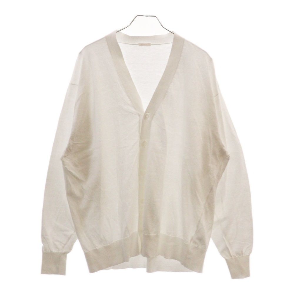 COMOLI (コモリ) 24SS コットンVネックカーディガン 薄手 ホワイト Z01