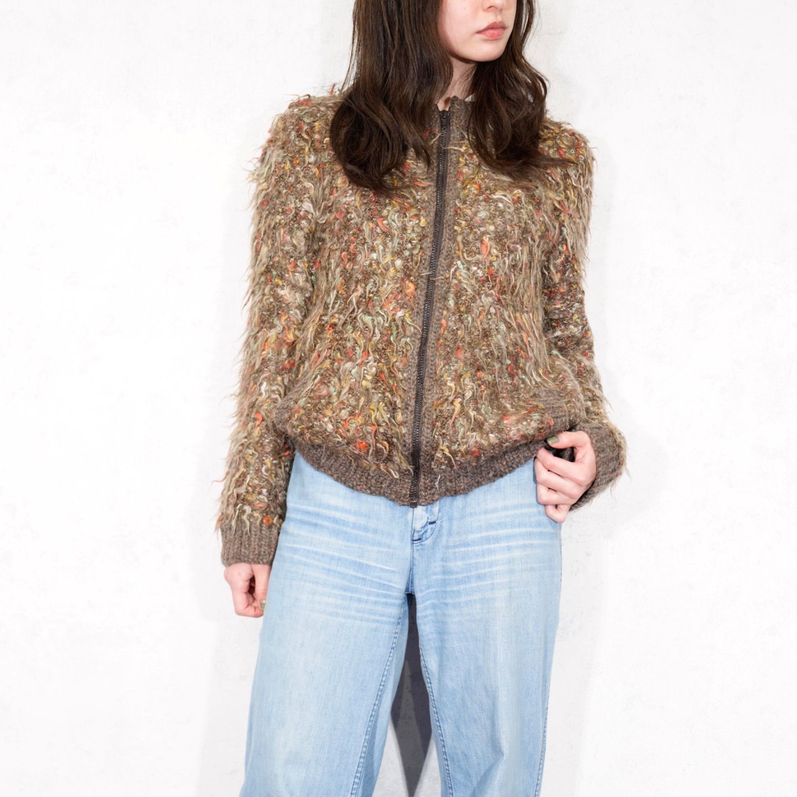 SPECIAL ITEM EU VINTAGE MOHAIR LIKE SHAGGY MIX KNIT ZIP UP BLOUSON ヨーロッパ古着モヘア風シャギーミックスニットジップアップブルゾン