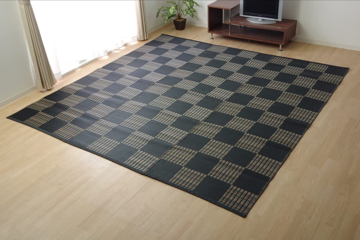 日本製 洗える PPカーペット ネイビー江戸間4.5畳 約261×261cm