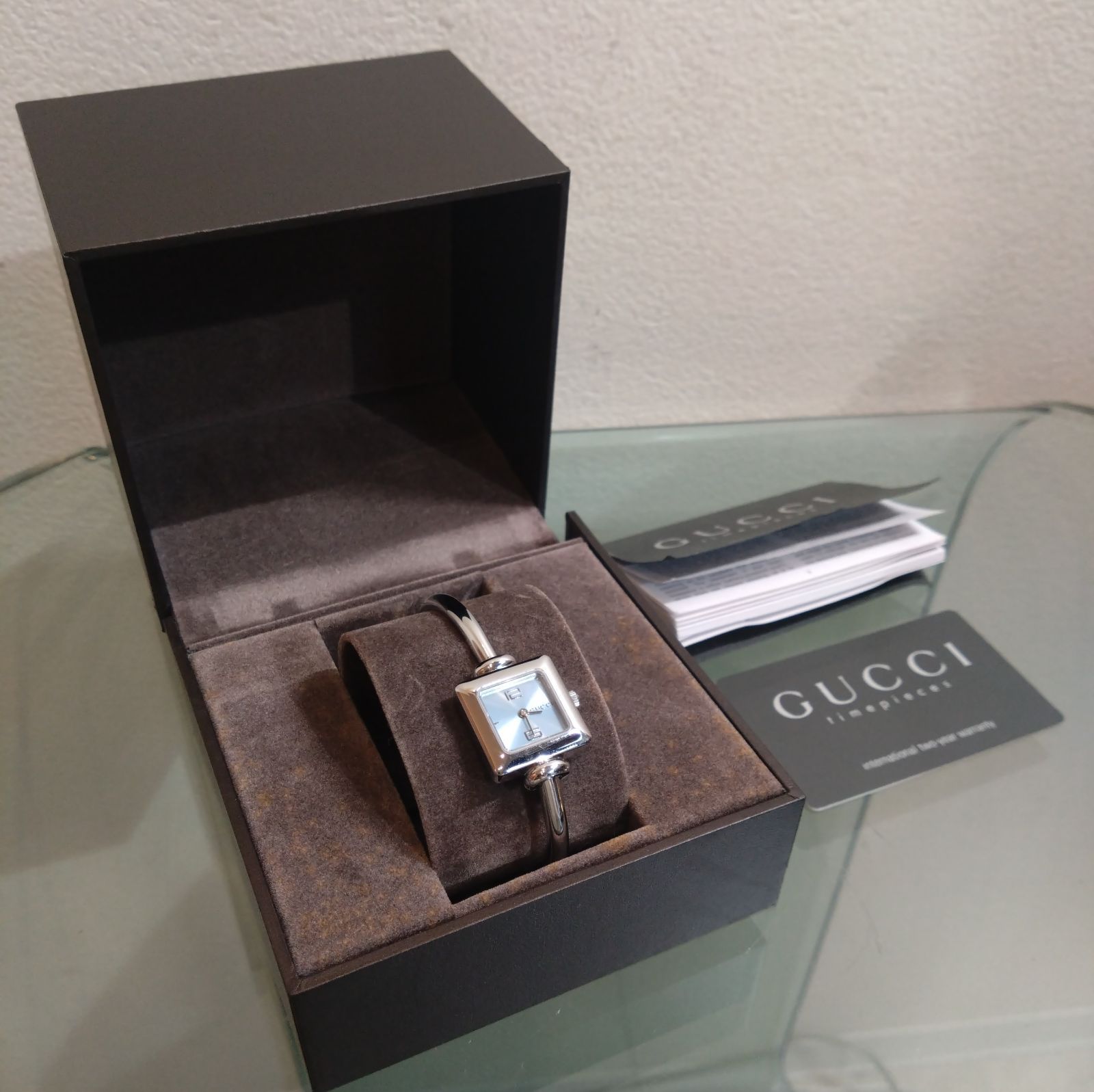 785 綺麗！GUCCI グッチ ブルー文字盤 レディース 腕時計 クォーツ