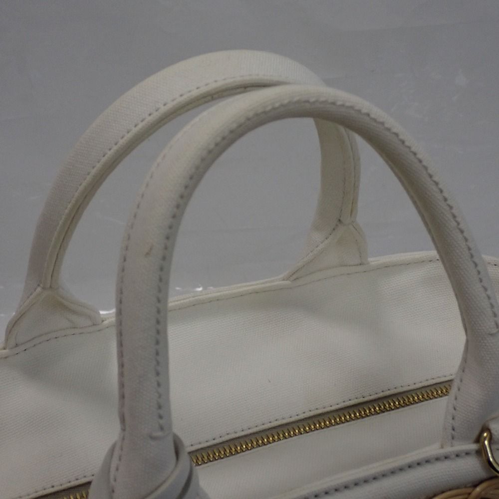 【美品】 PRADA 1BG172 ウィッカー カゴバッグ 2WAYホワイト プラダ PRADA ハンドバッグ ショルダーバッグ ウィッカー カゴ