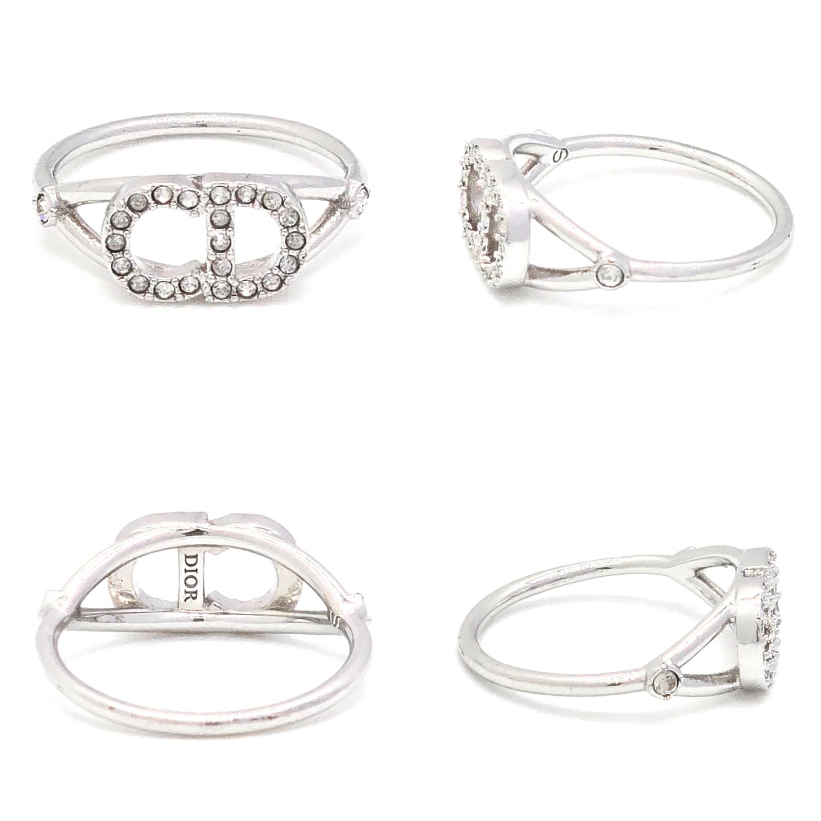 クリスチャン ディオール CLAIR D LUNE リング ホワイトクリスタル Dior】Clair D Lune Thin Ring メタル＆クリスタルリング (Dior