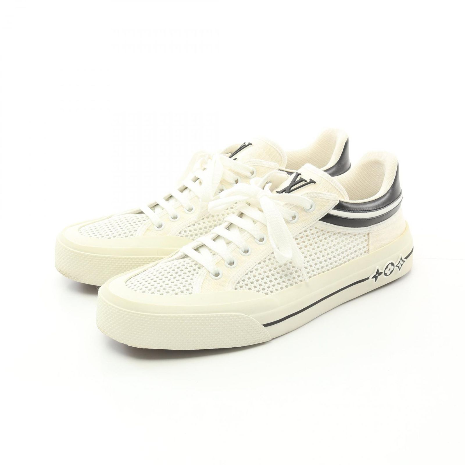 ルイ・ヴィトン LOUIS VUITTON スニーカー STAPLES EDITION LVスケートライン アイボリー キャンバス レザー スニーカー メンズ Used B
