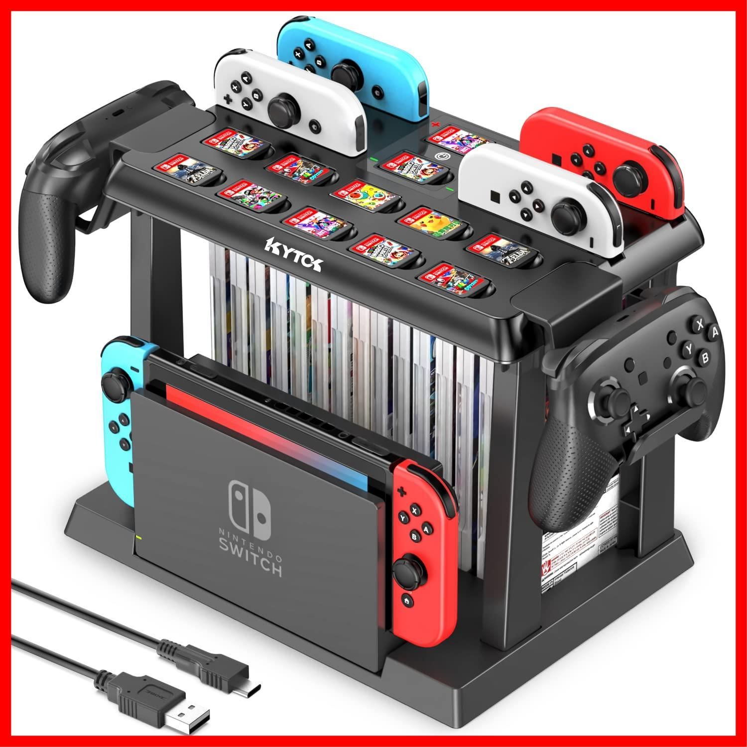 商品 Joy-Con充電スタンド Switchドック収納 Joy-Con|Proコントローラー|スイッチ本体とドック|ゲームソフト全部収納 Kytok 組立式 省スペース 多機能 Switch収納スタンド 大容量 オールインワンスタンド ブラック