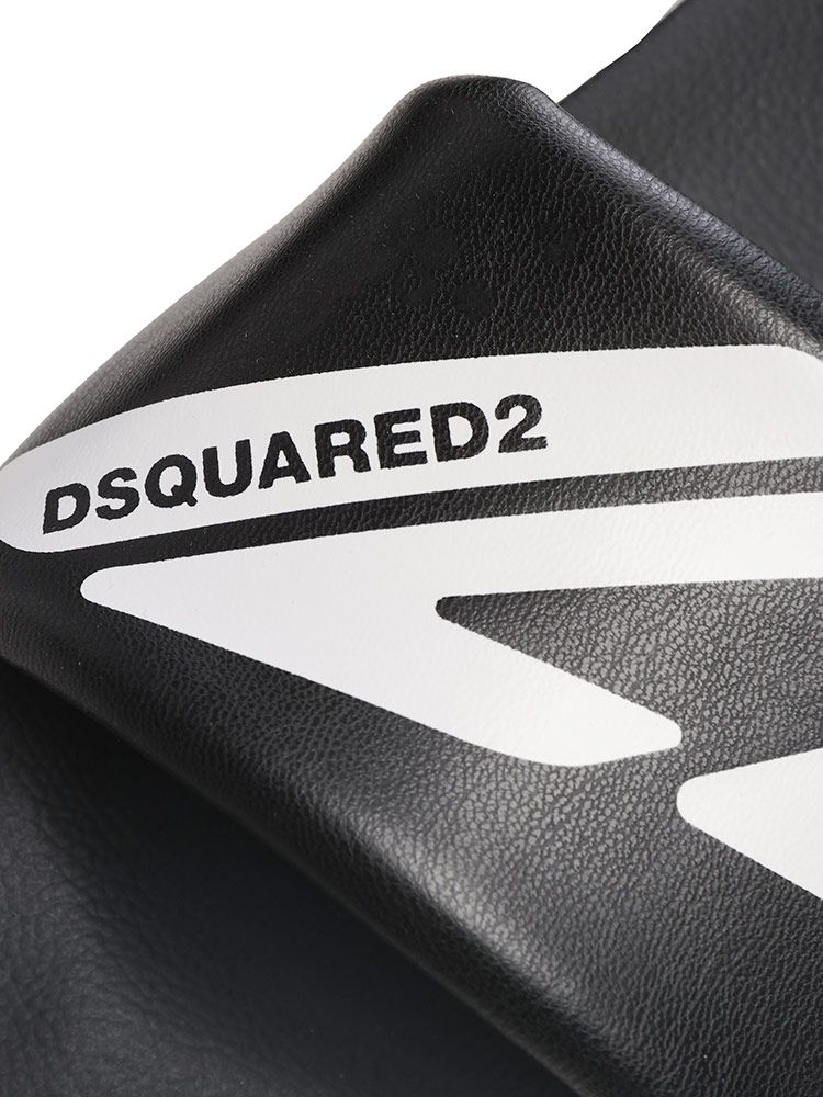 DSQUARED2【ロゴプリントスライド☆ホワイト】関税送料込 DSQUARED2 ICON ディースクエアード メンズ SNEAKERS レザー