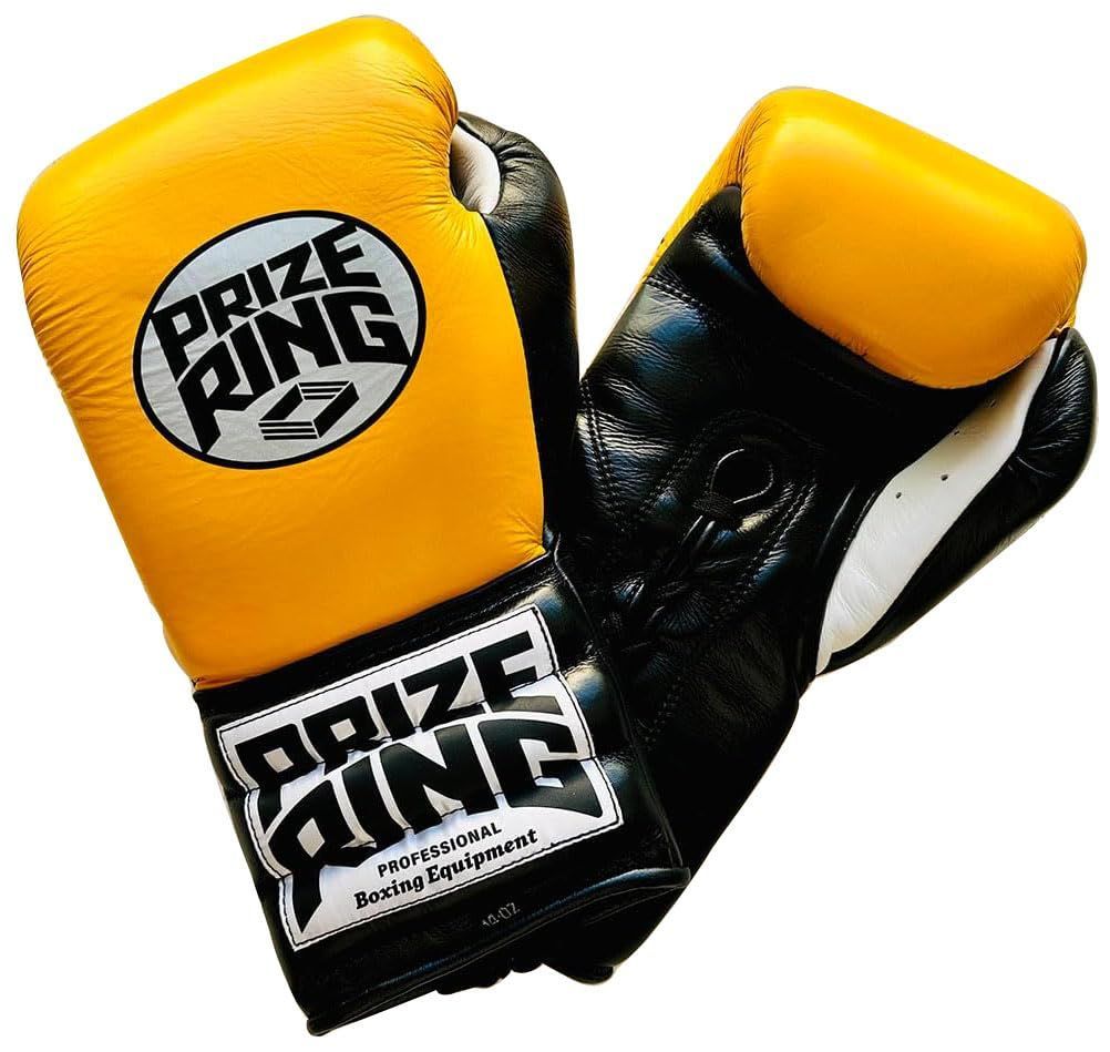 ボクシンググローブ ひも式 SX 黄色 黒 Professional RING プライズリング 14oz PRIZE