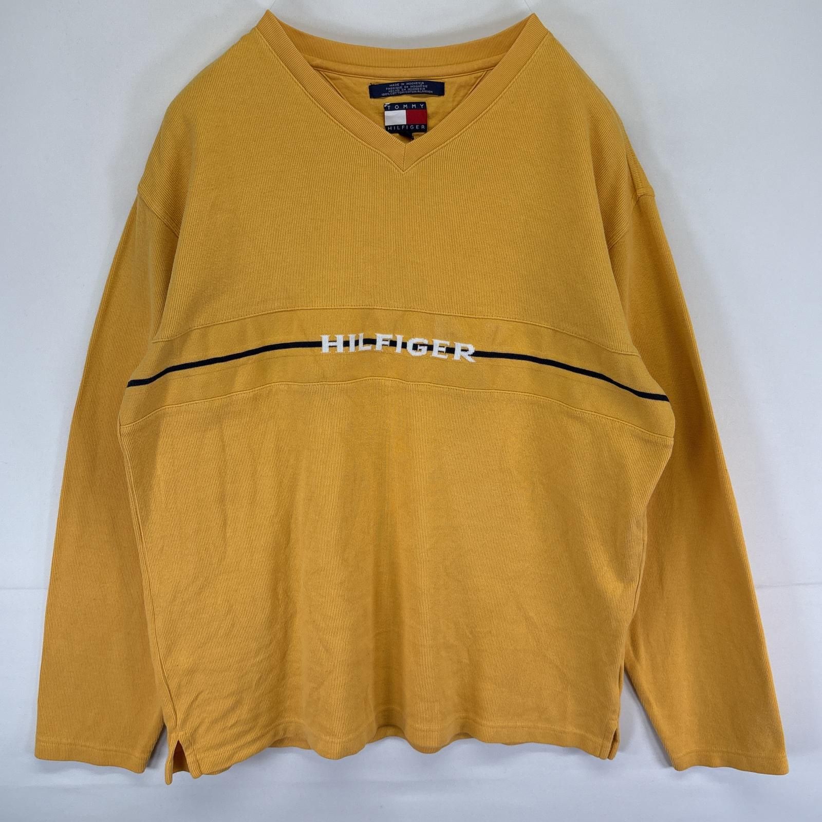 トミーヒルフィガー ロゴ入りイエローセーター 古着 90's/90年代 トミーヒルフィガー TOMMY HILFIGER ニット