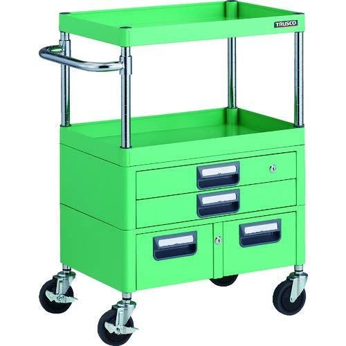 2営業日で発送 TRUSCO トラスコ中山 TRUSCO フェニックスワゴン 抗菌 省音 600X400XH880 引出付 YG色