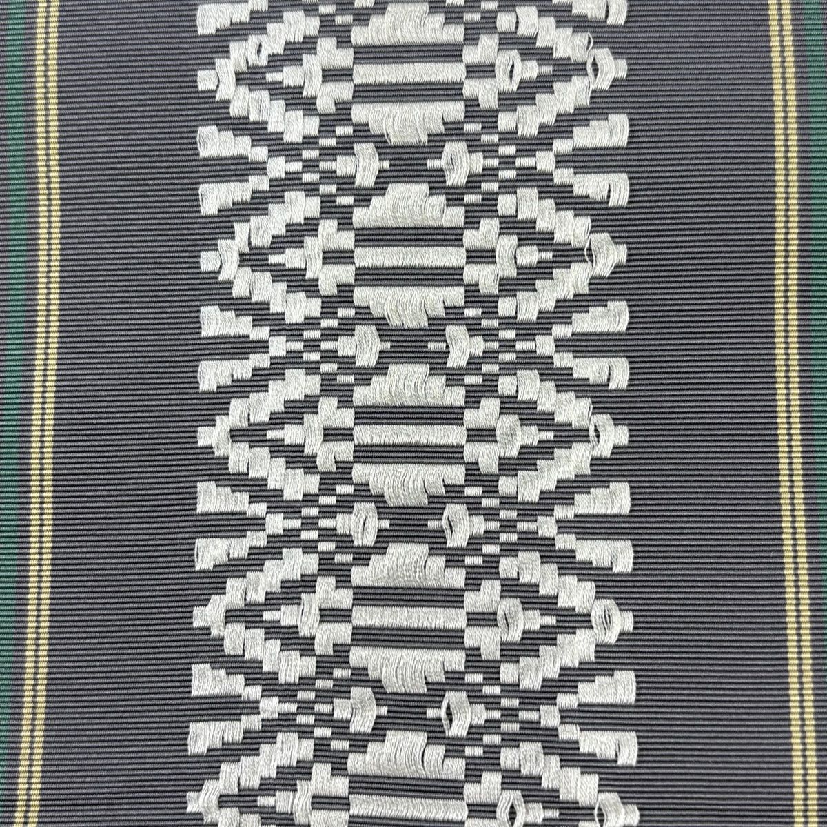 名古屋帯 八寸名古屋帯 献上柄 灰色 正絹