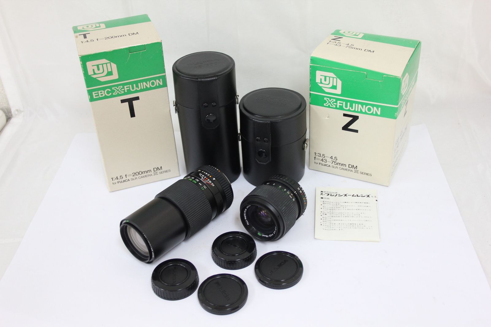 返品保証 元 き フジフィルム Fujifilm EBC X-Fujinon.T 200mm D4.5 DM Z-Fujinon.Z 43-75mm F3.5-4.5 ケース 前後キャップ付き レンズ e136