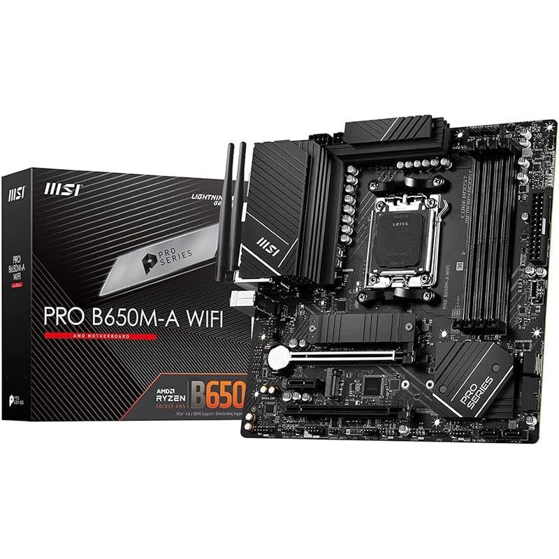 MSI マザーボード PRO B650M-A WIFI AMD Ryzen 7000 シリーズ(AM5)対応B650チップセット搭載 micro-ATX MB5909 1