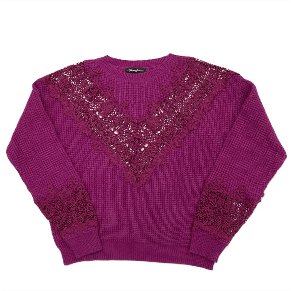 ヒステリックグラマー HYSTERIC GLAMOUR セーター 01183NS17 ワインレッド フリーサイズ ベア レース 刺繍 切り返し レディース ヒステリックグラマー HYSTERIC GLAMOUR セーター 01183NS17