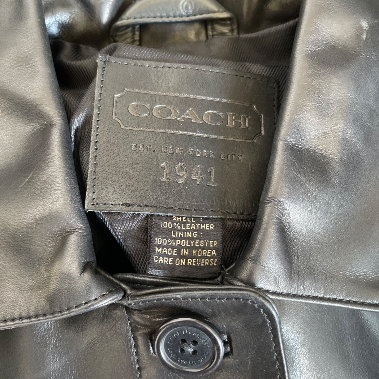 z879 COACH コーチ レザー ショートコート ジャケット 黒 ブラック 本 
