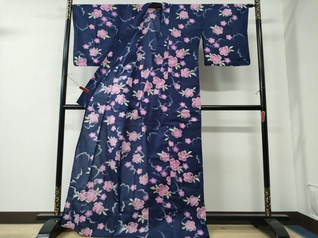平和屋着物∴夏物 浴衣 綿紅梅 舞桜 綿 逸品 CAAW0818ng - メルカリ 