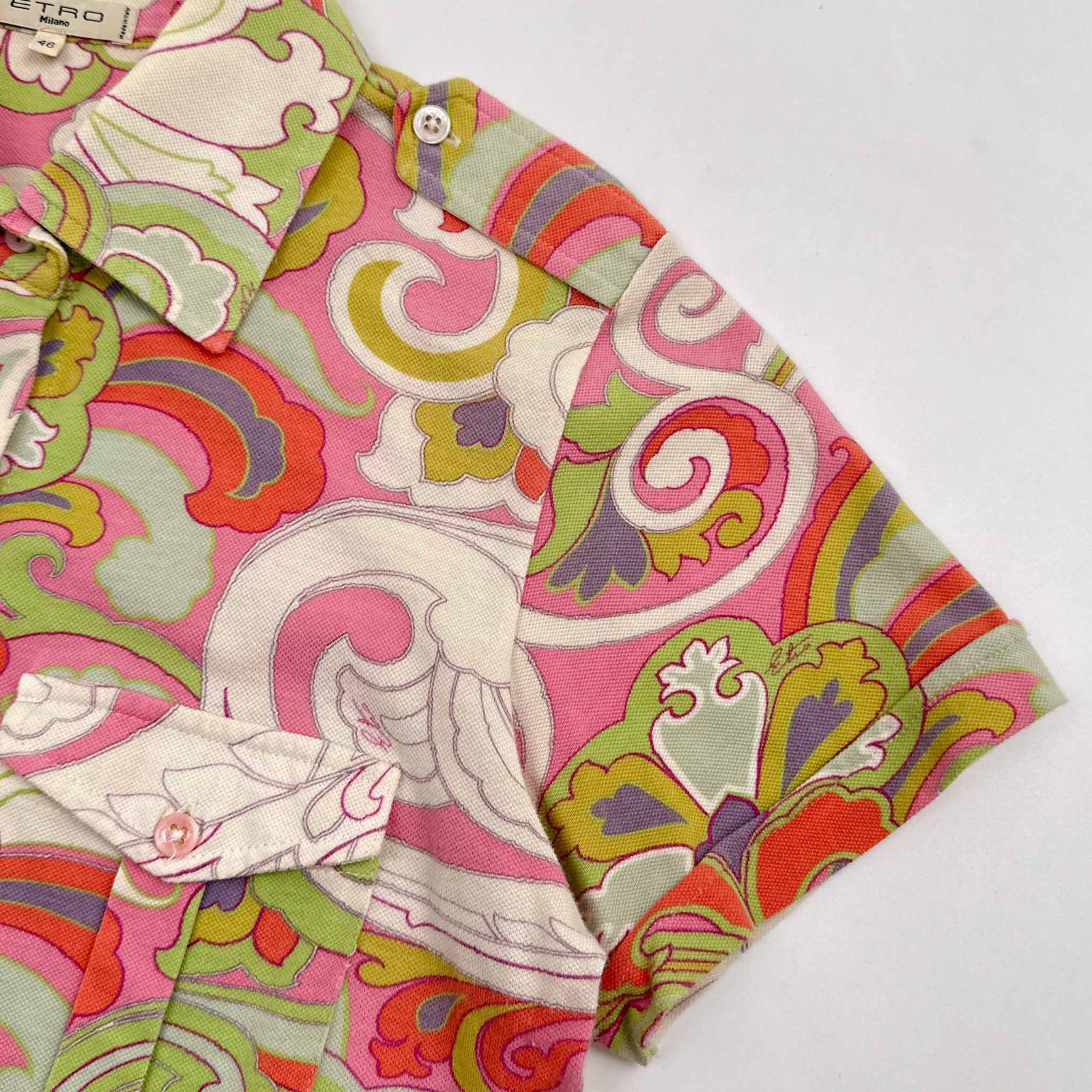 イタリア製 ETRO Milano エトロ ペイズリー ジャージー 半袖 シャツ 