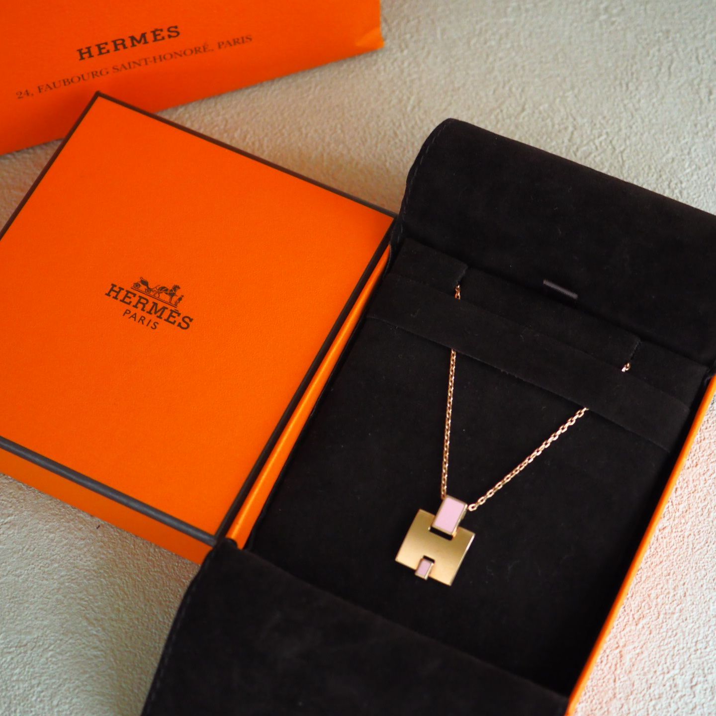 未使用極美品☆ エルメス HERMES アイリーン Hロゴ ネックレス ピンク 