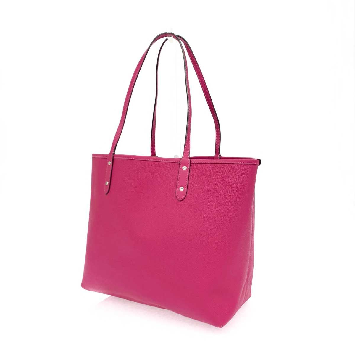 COACH コーチ トートバッグ ブラウン×フューシャピンク PVC レディース 