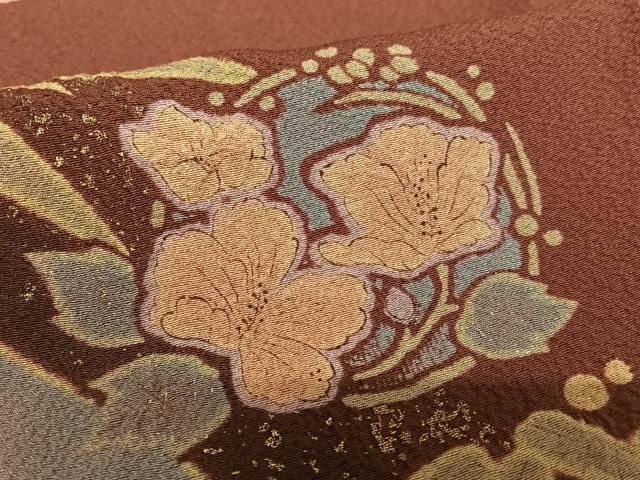 平和屋着物○訪問着 作家物 草花文 暈し染め 金彩 正絹 逸品  