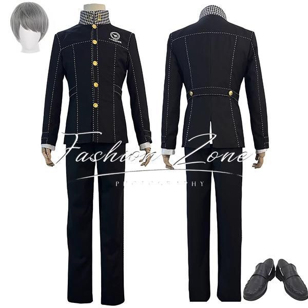 ◆ペルソナ4 風 鳴上悠 Yu Narukami 八十神高制服 コスプレ衣装 ウィッグ 靴 cosplay ハロウィン 演出服 変装