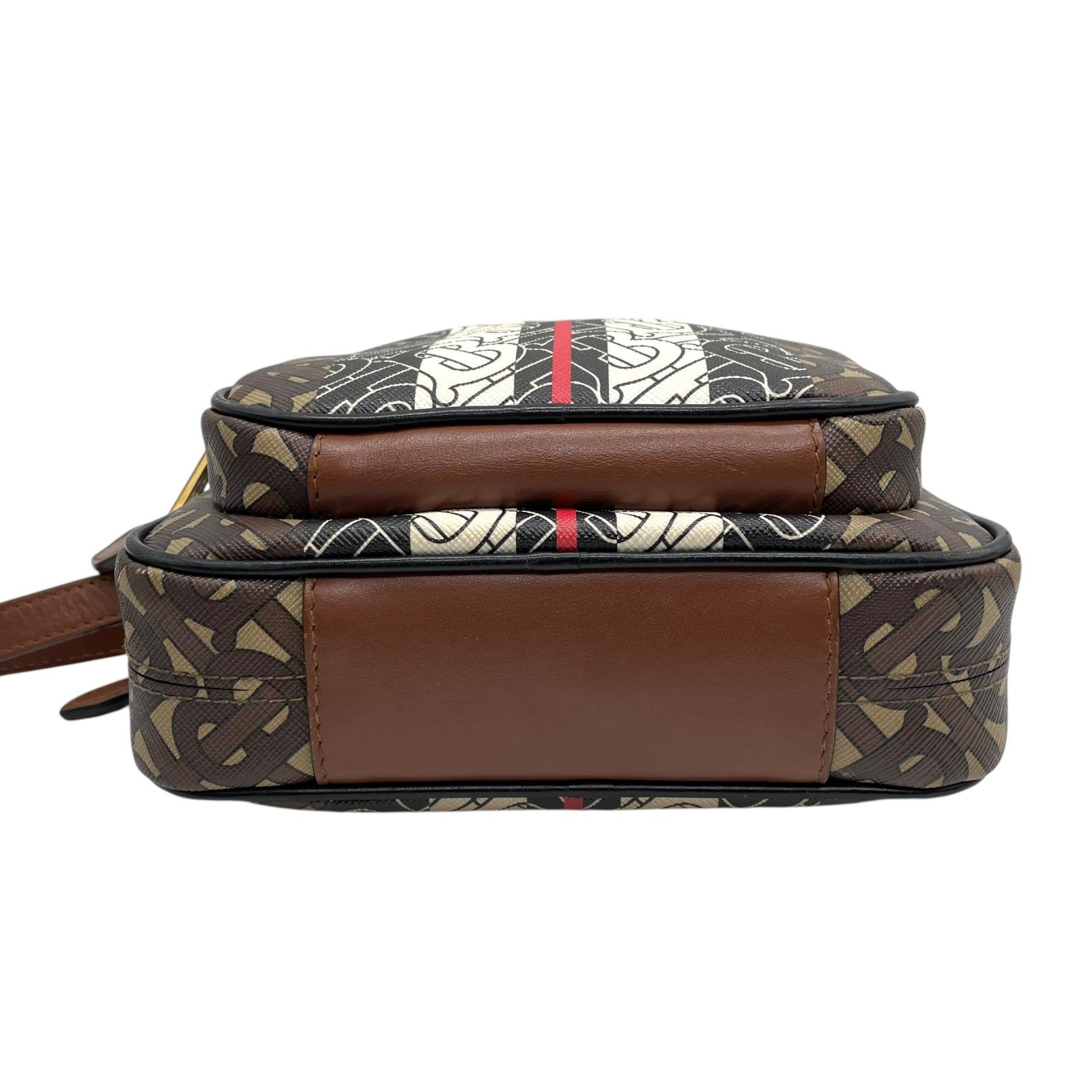 美品 BURBERRY バーバリー TBロゴ モノグラム ストライプ ショルダー 