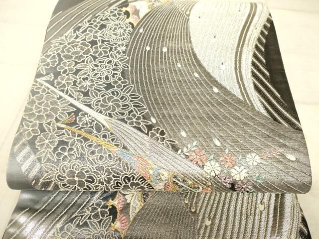 ナ3【1】◆美品◆正絹◆紅型・花鳥柄振袖 ＆六通袋帯＆帯締めセット◆レトロ ナ3【1】◇美品◇正絹◇紅型・花鳥柄振袖 ＆六通