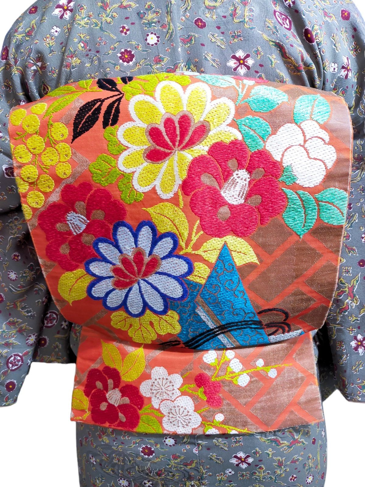 椿 着物 名古屋帯 アンティーク着物セット - メルカリ