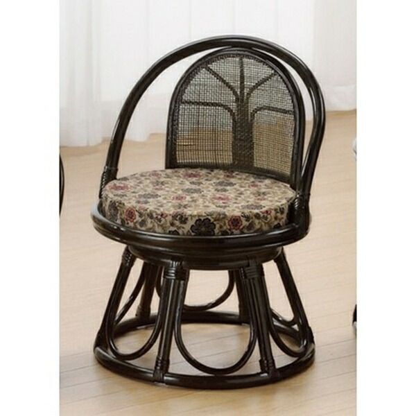 籐 回転座椅子 ロータイプ イス チェア 座椅子 S511B 完成品 ラタン