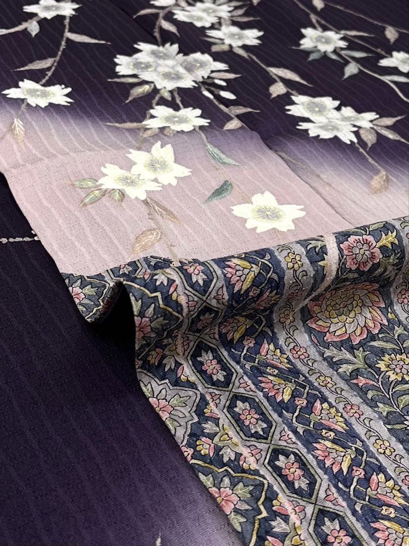 手描き 訪問着 紋意匠 花文様 正絹 ガード加工済 手描き 訪問着 紋意匠 花文様 正絹 ガード加工済
