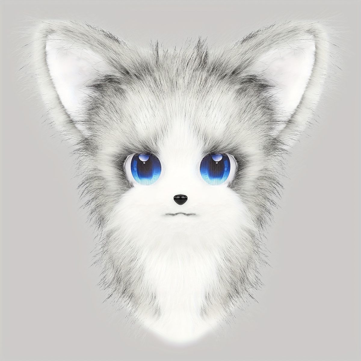 ハロウィン コスプレに ぬいぐるみ風 猫キツネ マスク フルフェイス リアル動物コスチューム ソフトフェイクファー 猫耳＆しっぽ付き パーティー仮装 小物 ダークグレーホワイト