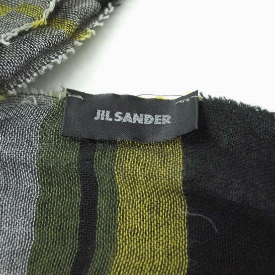 JIL SANDER ジルサンダー コットンシルク 大判チェックストール イエロー g10661