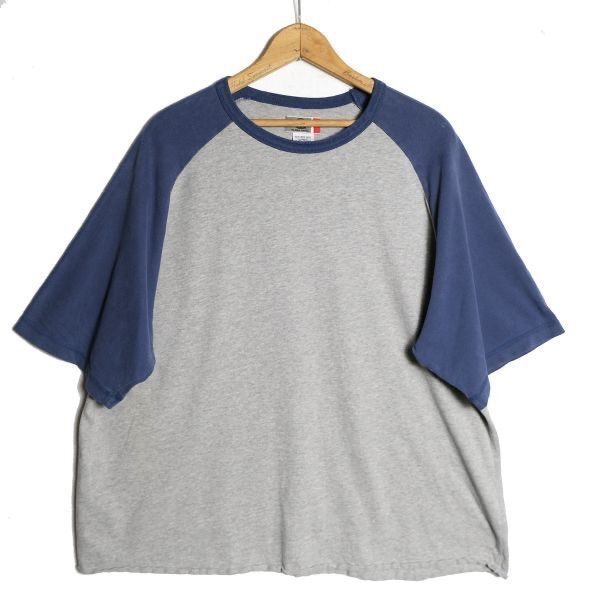 90 s 00 s JCペニー アリゾナ ラグラン コットン Tシャツ 半袖 XL 霜降り灰×青灰系 無地 コットン 90年代 旧タグ Y2K アメリカ古着 ビンテージ ヴィンテージ