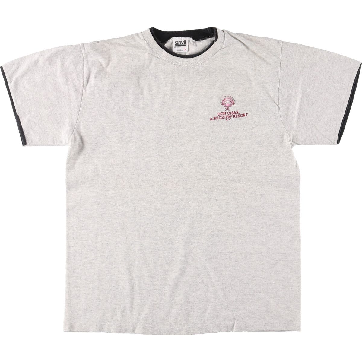 古着 90年代 アンビル Anvil レイヤードネック 刺繍Tシャツ USA製 メンズL ヴィンテージ/eaa432814